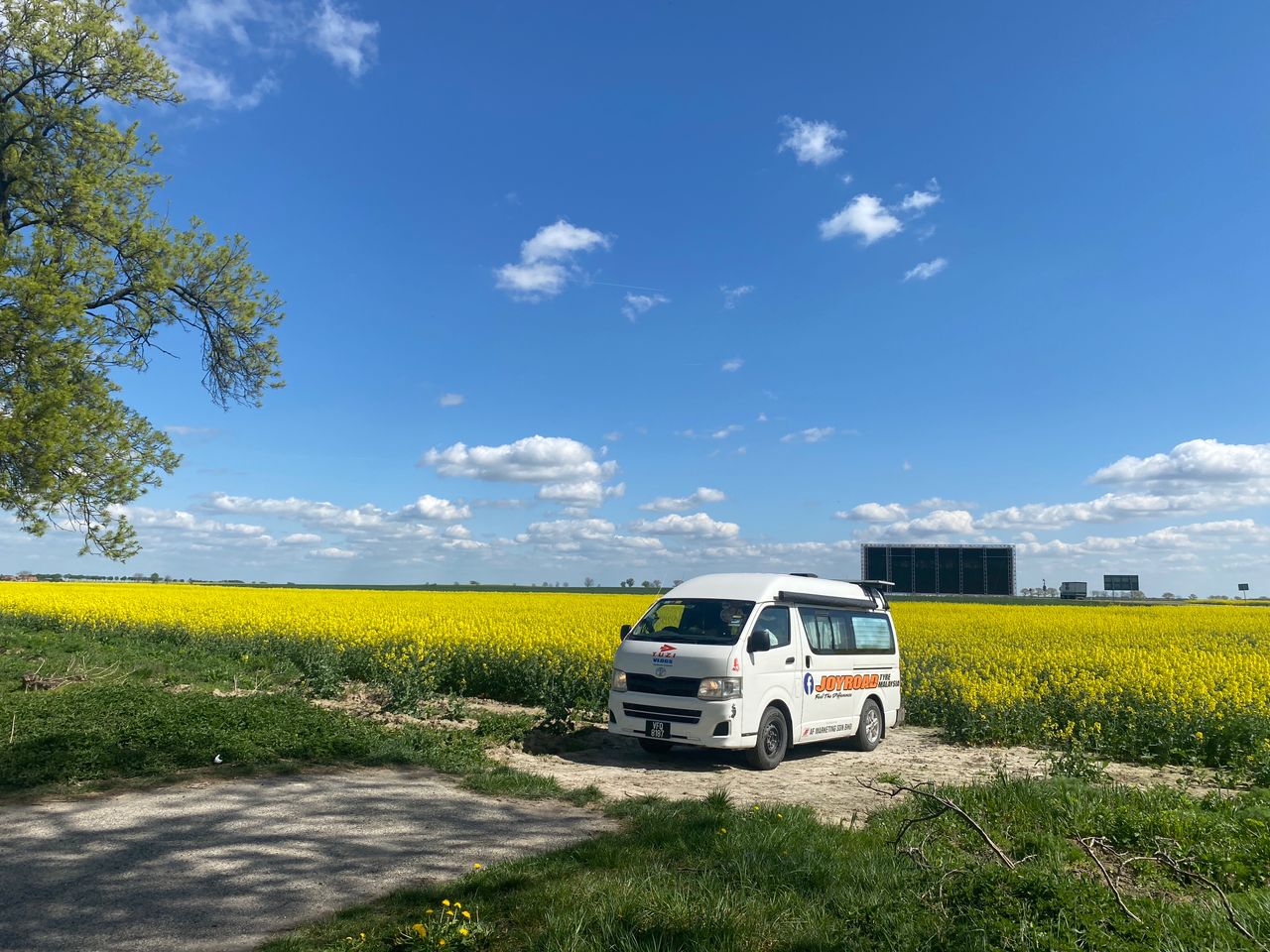 Toyotaki parked beside yellow fields in Poland